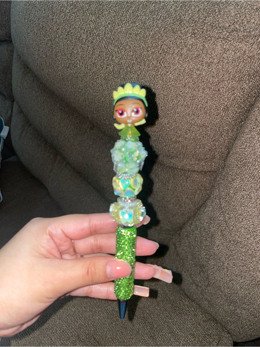 Tiana glitter pen #glitter #figurine